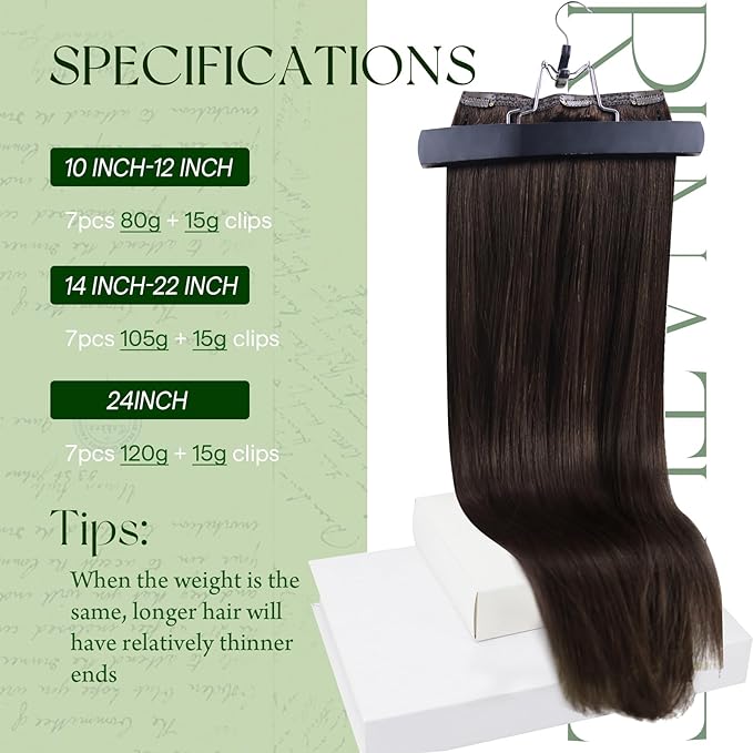 RUNATURE Clip in Hair Extensions Real Human Hair, Remy Natural Hair Extensions for Women, Double Weft Human Hair Clip in Extensions Straight 12 Inch 80g 7pcs #4 Meidum Brown