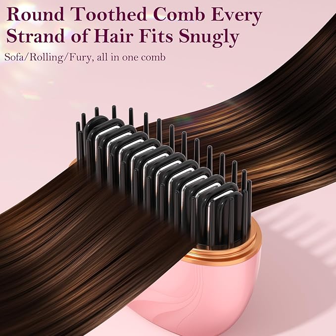 Mini Hair Straightener Brush, Rechargeable Portable Hair Straightener Brush, 3-Speed Temperature Control All Hair Types, Anti Scald Shell, Fast Heating Hot Comb, Idea for Travel Gift Hair Straightener