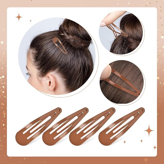 2 Inch Brown Hair Clips Barrettes Metal Snap Clips for Women Durable Water Drop Ideal Hair Accessories for Hairdressing Wedding and Everyday Use 20 pcs