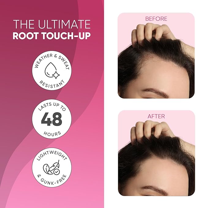 GBG Hairline Powder, Medium Brown - 48-Hour Coverage Root Touch Up Powder for Bald Spots, Instant Hair Loss Concealer & Brightening Highlights - Hair Fillers for Thinning Hair for Women & Men, 4g