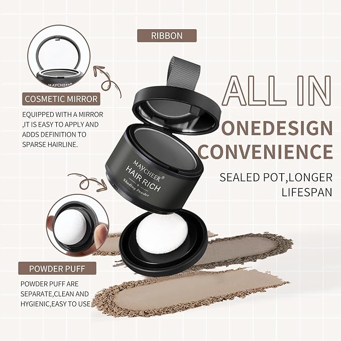 Maycheer Hairline Powder for Women - Hair Rich Shading Powder, 30 Colors Magic Root Cover Up (Light Coffee 02)