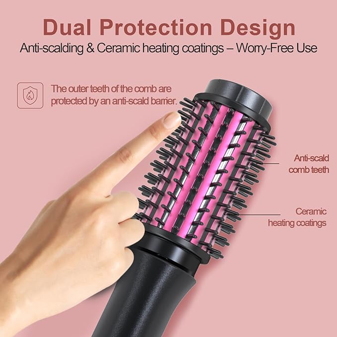 Youbella Cordless Hair Curling Iron Brush, Mini Travel Hot Straightener Comb, 3-in-1 Portable Wave Curling Wand, 1.5″ Ionic Heated Brush, USB Rechargeable Hair Curler, Matte Gray