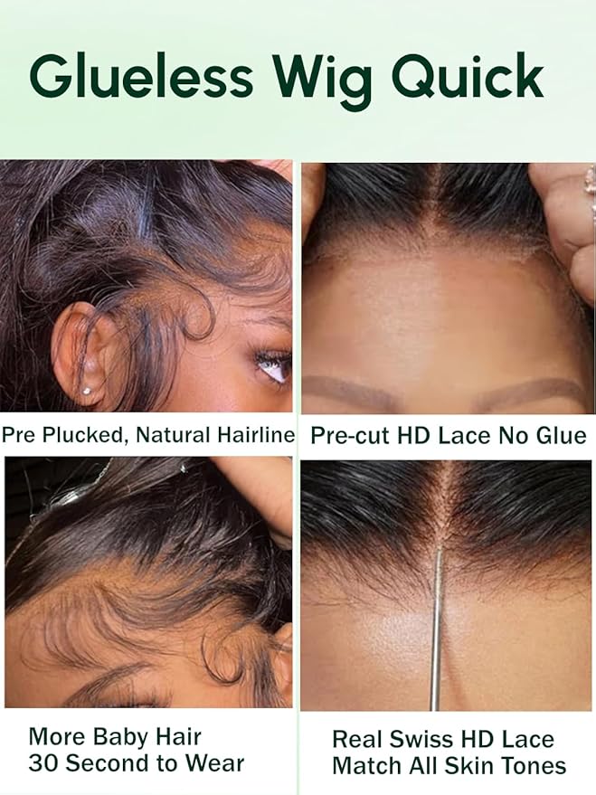 KLAIYI Body Wave Bye Bye Knots Glueless Wig 7x5 Pre Cut Lace Front Wigs Human Hair Wear and Go Wigs for Beginners Pre Bleached Pre Plucked Pre Everything 3S Easy to Ready to Wear Loose Wave Wig 20Inch