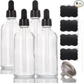 3.4 oz Glass Dropper Bottles,4 Pack 100ml Empty Reusable Leak Proof Thick Tincture Bottles for Essential Oils,Hair Oil,Liquids,Laboratory,Pharmacist Bottle,Massage,Perfumery Aromatherapy