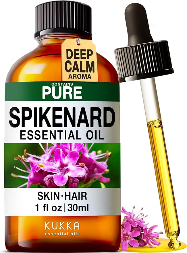 KUKKA Spikenard Essential Oils - 1 Fl Oz - for Hair, Skin, Diffuser, Aromatherapy & DIY Soap Making Scent
