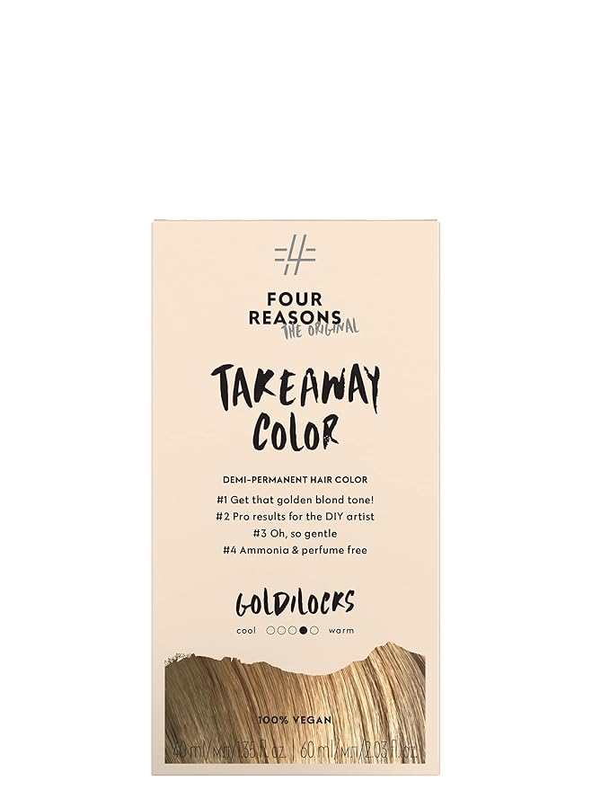 Four Reasons Original Takeaway Color - Goldilocks – 8.3 Warm Golden Blonde - Demi-Permanent Hair Color - Ammonia-Free and Fragrance-Free Hair Dye - 100% Vegan & Cruelty Free