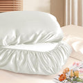 Manyshofu Satin Pillowcases for Hair Protection - 2Pcs White Pillow Cases, Elastic Band Standard & Queen Satin Pillowcases Luxury Silky Pillow Cases Travel Pillow Covers