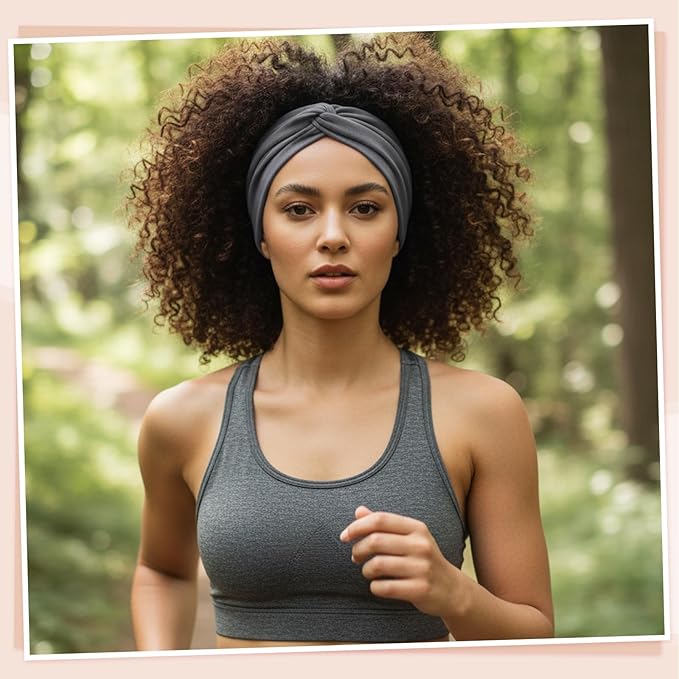 obeoby 6 Pcs Wide Headbands for Women, Multicolor Twisted Hair Bands Large African Wide Hair Wrap Non Slip