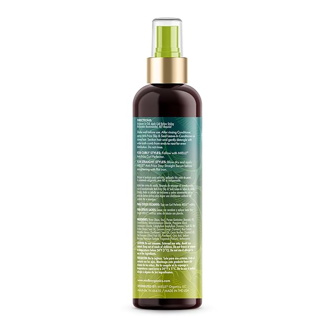 Mielle Organics Avocado & Tamanu Hair Leave In Conditioner Spray for Frizz Control - Smoothing Detangler & Anti Frizz Treatment for Dry, Damaged Styles - Nourishes Scalp for Soft, Shiny Strands - 8 oz