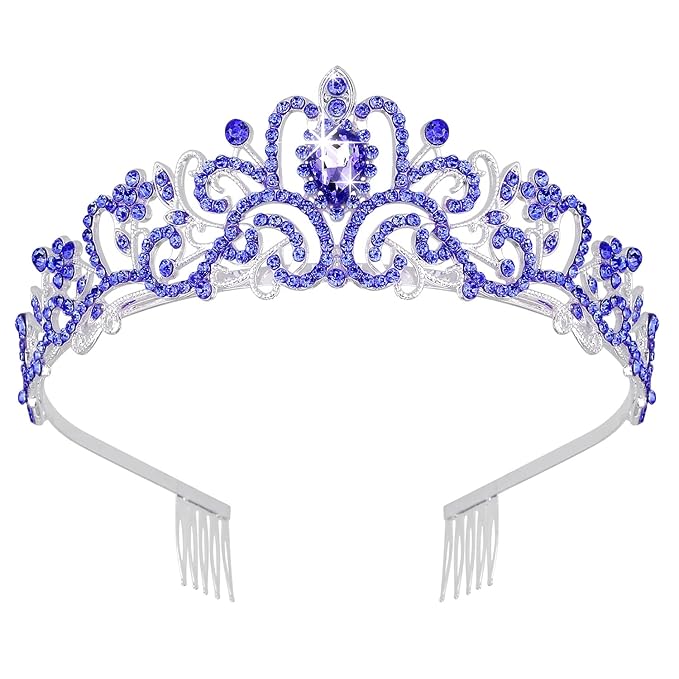 Didder Tiaras for Women, Dark Blue Crystal Crowns for Women Princess Crown Tiaras and Crowns for Women Girls Women's Headbands Halloween Christmas Bridal Wedding Prom Birthday Party Gift