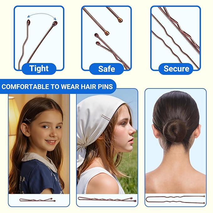 TsMADDTs Bobby Pins and Hair Nets Set, Hair Accessories for Women with Invisible Nets for Ballet Bun(11.81&19.86IN), U Pins for Dance(1.37&2.36IN), Elastic Bands, Clear Rubber Bands