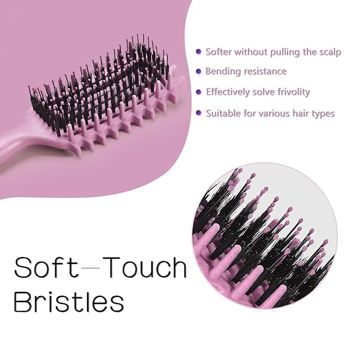 Curly Hair Brush,Curl Defining Brush for Effortlessly Defined Curls & Waves,Vented Hair Brush for Wet & Dry Hair,Women and Men,Reduces Frizz (Pink)