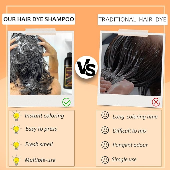 Hair Dye Shampoo 3 in 1, Long-Lasting Hair Color Shampoo with Herbal Ingredients, Instant Magic Hair Dye, Easy Application Shampoo Para Canas for Women Men 16.9 Fl Oz (Coffee)