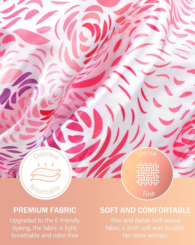 mikimini Medium Shower Cap for Women,Romantic Petal Design, Double Layer Waterproof, Reusable, Washable, High-quality, Floral Print