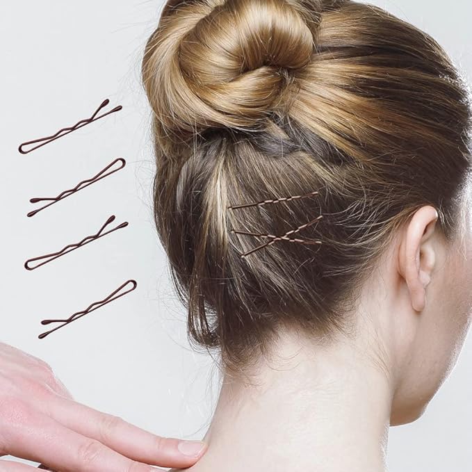 220 Count Mini Wavy 1.38 Inch Bobby Pins Brown, YINGFENG Small Hair Bobby Pins with Storage Box for Updos, Metal Hair Clips for Kids, Girls and Women, Suitable for All Hair Types