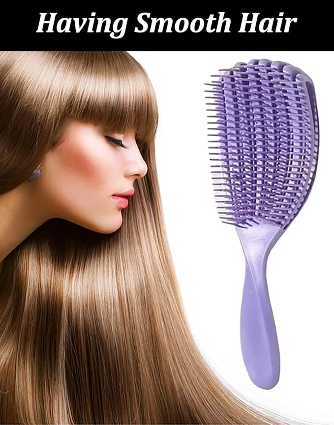 Hair Brush for Afro American/African Hair Textured Professional Curved Vented Brush Wet Dry Curly Hairbrush Detangling Massage Hairdressing Comb (Purple, Big)