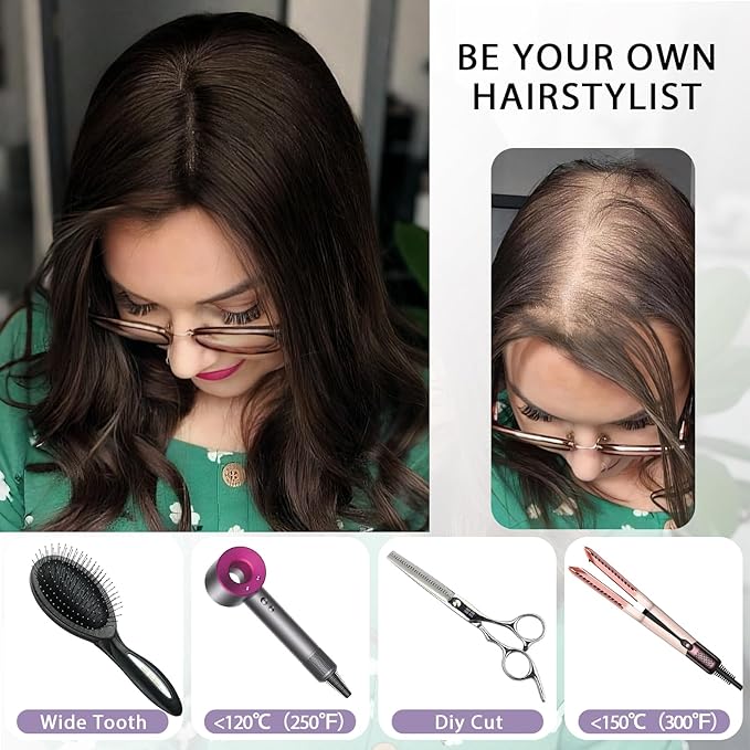 18 Inch Length Hair Toppers for Women with Thinning Hair, 3x5 Inch Injected Silk Base 130% Density Hairpieces #613 Bleach Blonde