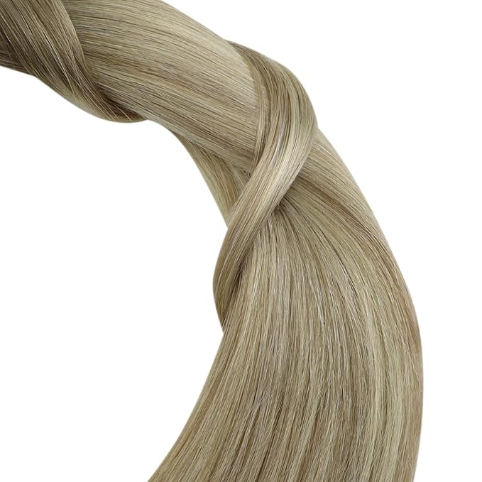 YoungSee Nano Ring Hair Extensions Human Hair Ombre Blonde Nano Beads Real Hair Extensions Balayage Ash Blonde Ombre Platinum Blond Nano-Link Hair Extension Real Human Hair Balayage 20Inch 50G 50S