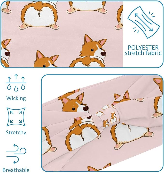 6 Pcs Stretchy Headbands for Women, Absorbed Sport Headband Soft Twist Knotted Headbands for Daily Life Yoga Workout, Dogs Collection Multi Animal
