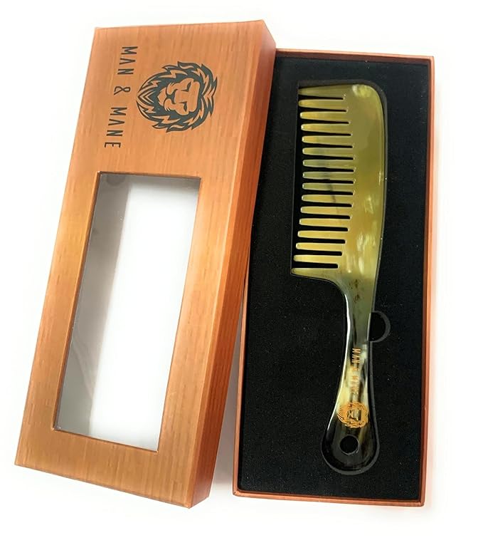 Premium Handmade 100% Oxhorn Anti-static Wide Tooth Detangling & Styling Comb for Women & Men