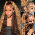 AMIRTY Ombre Lace Front Wigs Human Hair Pre Plucked Honey Blonde 4/27 Highlight Deep Wave 13x6 Lace Front Wig with BabyHair Drawstring Wig Human Hair Lace Frontal Human Hair Wigs for Women