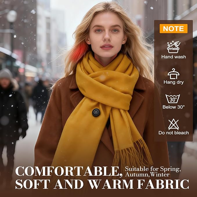 EN'DA professional Heated Scarf for Women and Men with Rechargeable Battery, Winter Electric Scarf for Cold Weather
