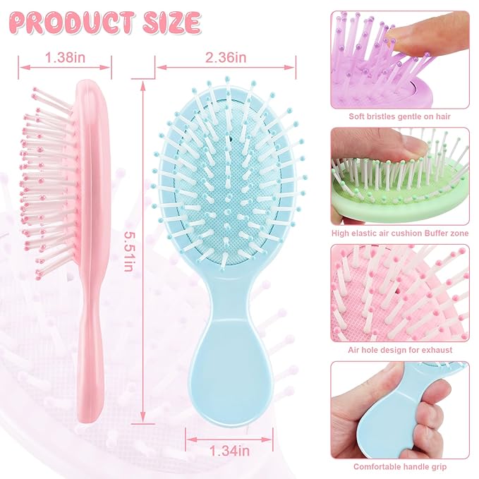 HOFASON 8 PCS Mini Wet Hair Brush, Easter Basket Stuffers for Women Teens Girls Kids, Christmas Stocking Stuffers, Small Gifts for Teen Girls Women, Bachelorette Party Favors, Valentines Day Gifts