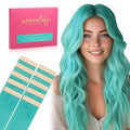 WENNALIFE Tape in Hair Extensions Human Hair, Teal Green 10pcs 30g 20 inch Remy Invisible Tape Ins Straight Colored Soft Real Human Hair Refill Set Extensions