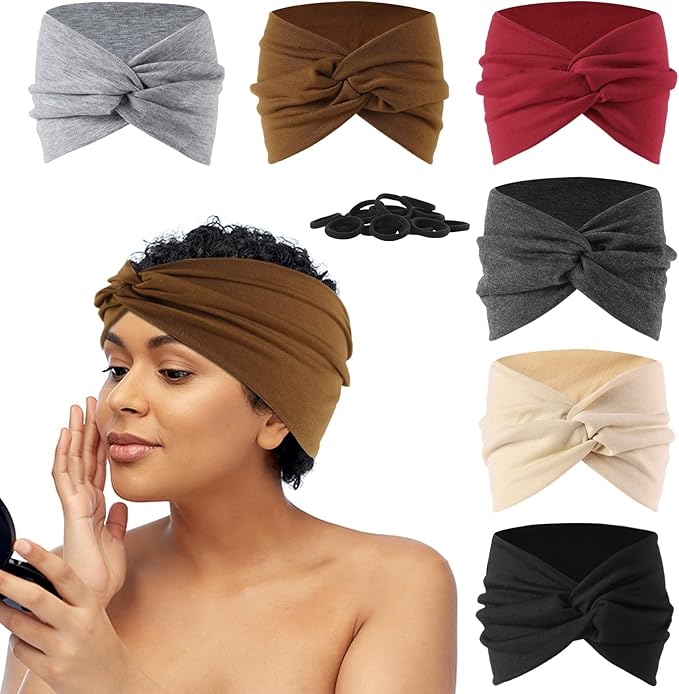12 Pcs Stretchy Sport Headbands for Women,Absorbed Sport Headband Soft Twist Knotted Headbands for Yoga, Workout Daily Life