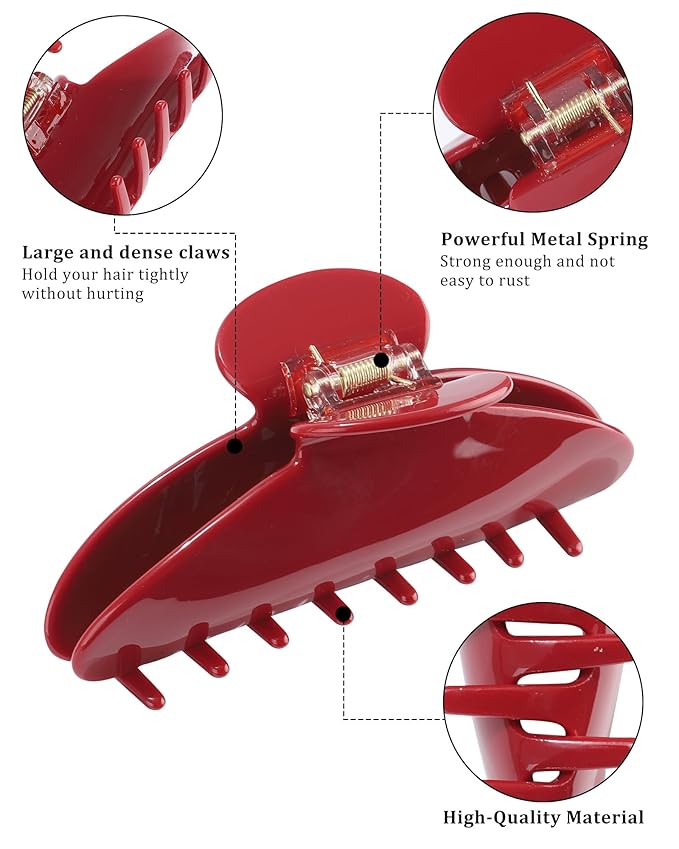 HAIMEIKANG Large Acetate 4 Inch Hair Claw Clip for Women - French Style Hair Claws for Thick Hair with Non-Slip Teeth, Hair Accessories for Updos, Buns & Ponytails