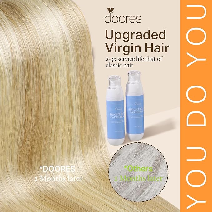 DOORES Hair Extensions Seamless Clip in Real Human Hair, DirtyBlonde Highlight Golden Blonde 24 Inch 120g 7pcs, Human Hair Extensions Skin Weft Remy Straight Hair Invisi Edge Hair Extensions
