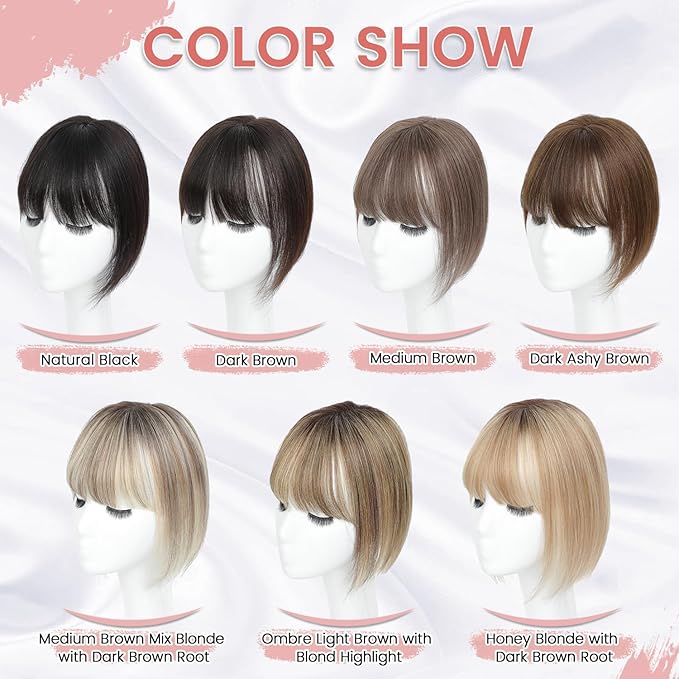 YAMI Hair Toppers for Women Real Human Hair Toppers for Women with Thinning Hair Topper with Bangs (Medium Brown)