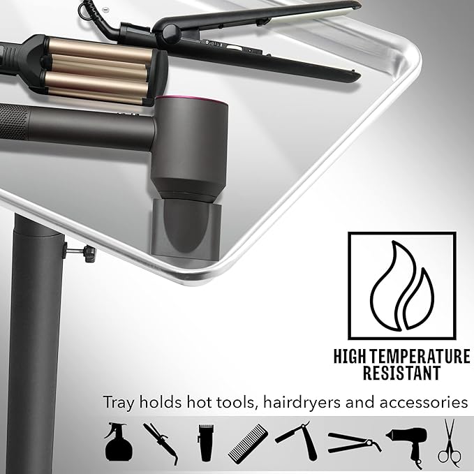 Saloniture Set of 2 - Aluminum Salon Instrument Tray, Heavy-Duty Metal Rolling Base