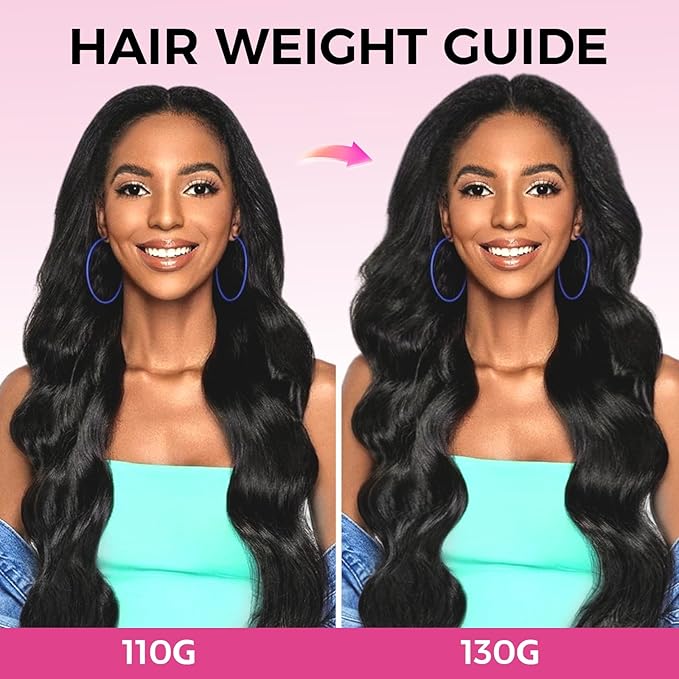 Lashey Seamless Clip in Hair Extensions Human Hair 130g 7pcs Body Wave 22 Inch Natural Black Thick Remy Hair Extensions with Full End