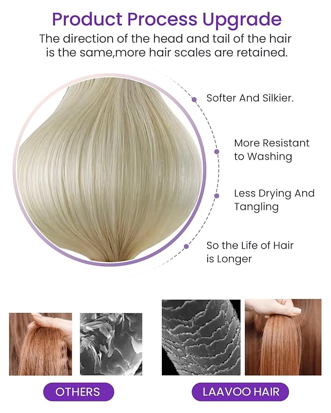 LaaVoo Tape in Hair Extensions Human Hair Bleach Blonde Tape in Human Hair Extensions Seamless Tape on Extension Soft Hair 16 Inch 100g 40pcs