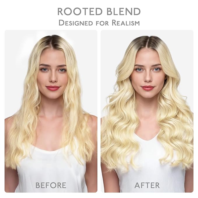WENNALIFE Clip in Hair Extensions, 14 Inch 120g 7pcs Clip in Hair Extensions Real Human Hair, Ombre Light Dark Brown to Platinum Blonde Remy Hair Straight