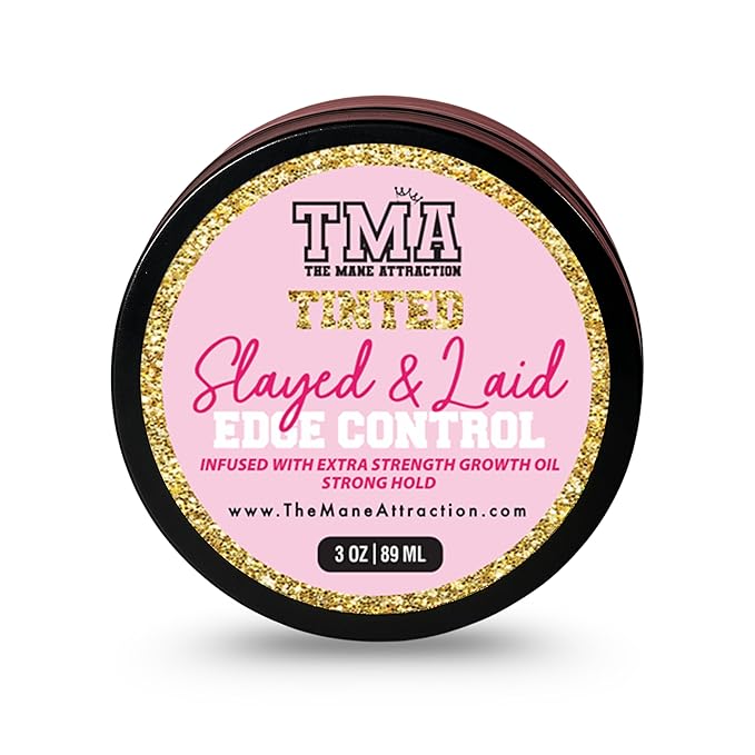The Mane Attraction Black Edge Control Tinted– 3oz | Edge Gel for Thinning Hairlines | Flake-Free Growth Gel with Strong Hold for Natural Styles