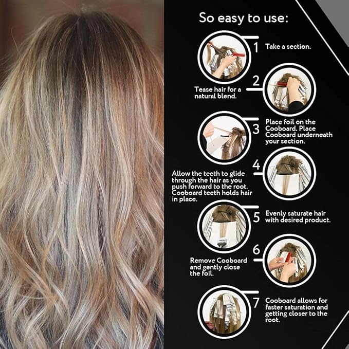 Authentic Cooboard Balayage Board with Teeth | Original Highlighting Paddle from The Maker of Cooboard Hair Highlighting Kit | Easy to Clean, Sturdy, Lightweight (Cooboard XXL Black)