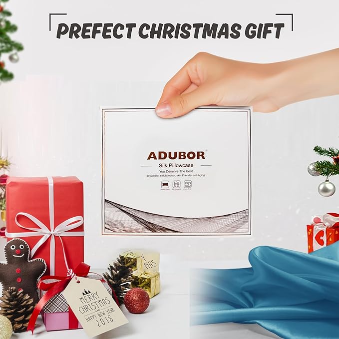 Adubor 100% Silk Pillowcase - Mulberry Silk Pillow Cases, 23 Momme 6A Grade Fibers, Silk Pillow Case for Hair and Skin Health, with Hidden Zipper (Queen 20''x30'', Peacock Blue, 1PC)