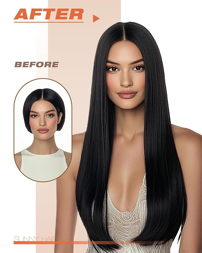Sunny Hair Extensions Tape in Human Hair Natural Black Tape in Hair Extensions Human Hair 12 inch Remy Tape in Extensions Skin Weft 30g 20Pcs