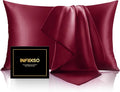 INFIIXSO Mulberry Silk Pillowcase for Hair and Skin, Silk Pillow Cases Queen Size with Hidden Zipper 20x30 Inches, Super Smooth and Soft Cooling Pillow Cases for Hot Sleepers(Burgundy, 1 Pack)