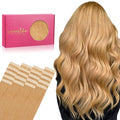 WENNALIFE Tape in Hair Extensions Human Hair, 20pcs 50g 24 inch Strawberry Blonde Remy Hair Extensions Straight Human Hair Tape in Extensions Skin Weft Tape Extensions Human Hair