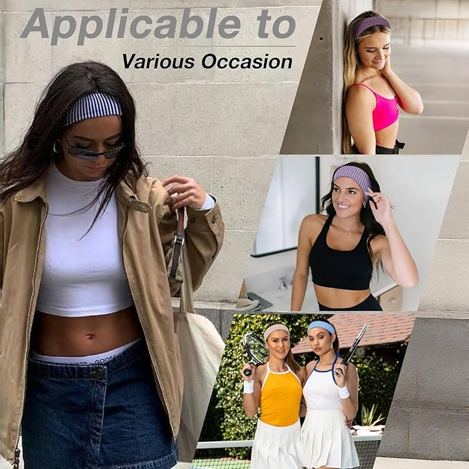 4pcs Headbands for Women Striped n's Hair Workout Yoga Running Hair Bands for Women's Hair Accessories