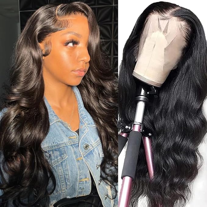 13x6 Body Wave Lace Front Wigs Pre-Plucked Glueless Wigs with 180% Density HD Transparent Lace Frontal Human Hair Wig for Black Women - 16 Inch