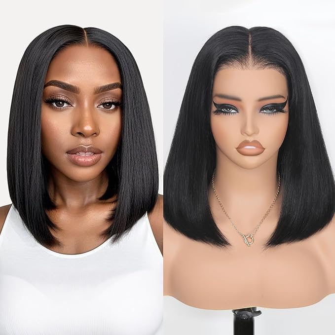 210% Density Lace Frontal Bob Wig Human Hair 12A Brazilian Virgin 9x6 Glueless Wigs Human Hair Pre Plucked Pre Cut HD Transparent Lace Wigs 12 Inch