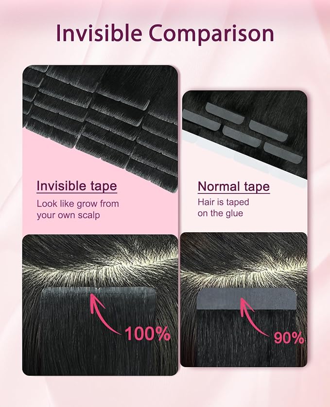 Pinkpearl Invisible Tape in Hair Extensions Human Hair, 20pcs 20inch 55g #60 Platinum Blonde Injection Tape in Extensions Real Remy Straight Seamless Silky Human Hair Injected