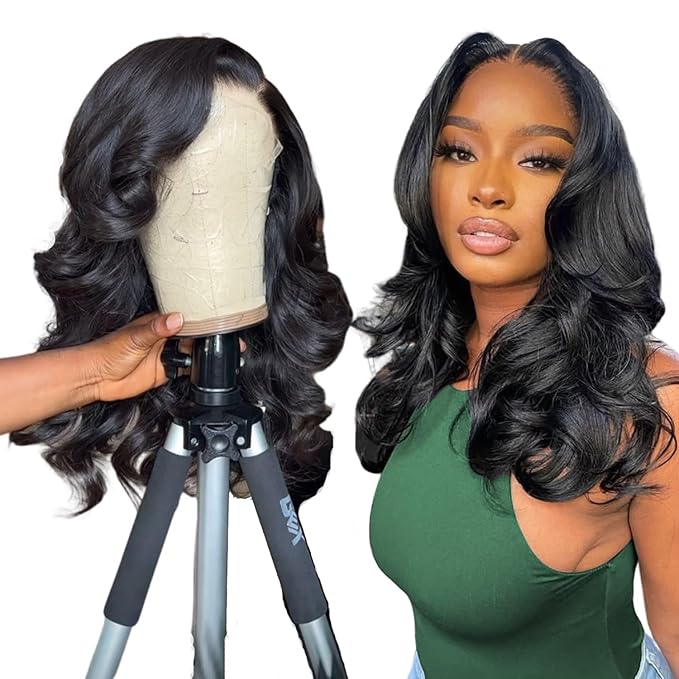 Body Wave 200 Density HD Lace Front Wigs Human Hair Pre Plucked 13x6 HD Transparent Lace Frontal Wigs Human Hair Glueless Human Hair Wigs for Black Women 16 Inch Body Wave Human Hair Wig