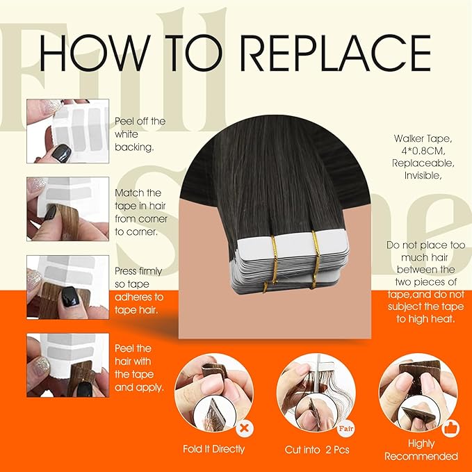 Full Shine Invisible Tape in Hair Extensions Human Hair Color 1C Mocha Brown Tape Hair Extensions Real Human Hair 20Inch Long Remy Straight Extension 50G 20Pcs for Women Natural Look