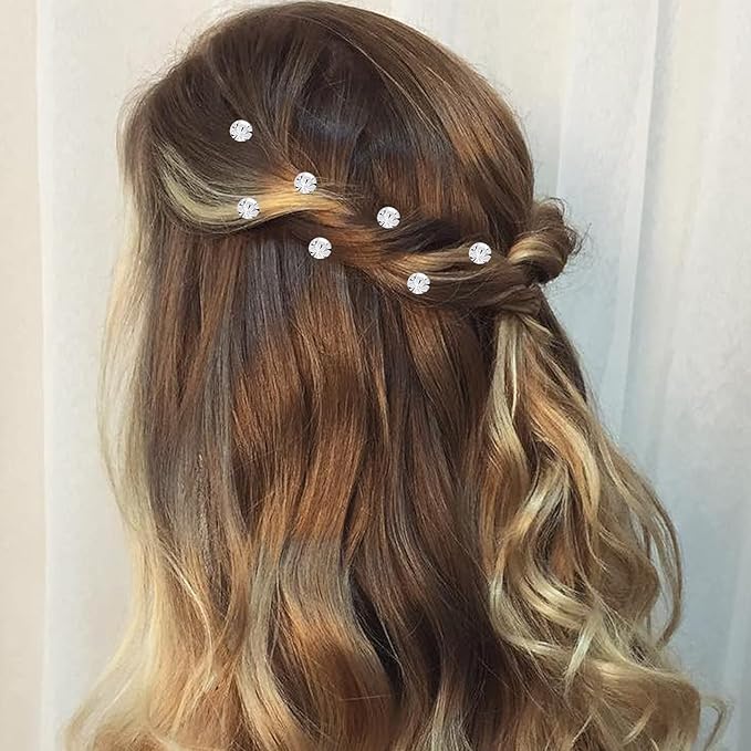 Pearl,Rhinestone Crystal Twisters Spiral Set Hair Pin Silver Coil for Wedding, Bridal, Prom, Party and Special Occasion with Clear Container (Pearl flower)