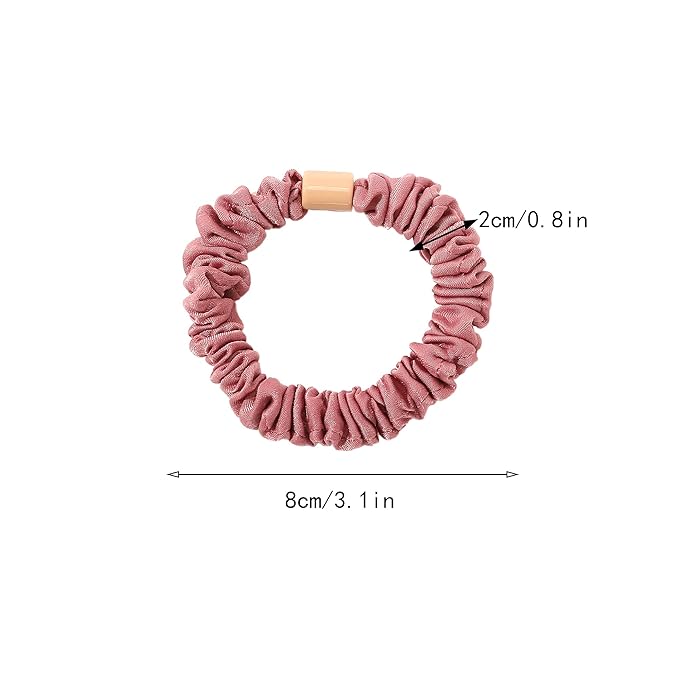 Silk Hair Ties Satin Scrunchies - Small Mini Scrunchy for Women Thick Hair Accessories Cute Soft No Slip Hair Elastics Ponytail Holder for Curly Hair No Damage Hairties Gift for Girl